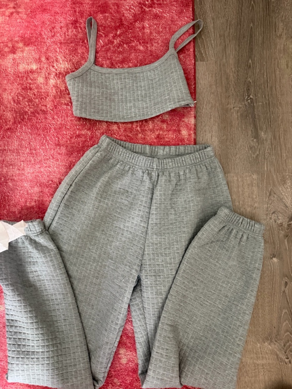 Gray Ribbed Lounge set - Comfortable Knit Sweatpants and top